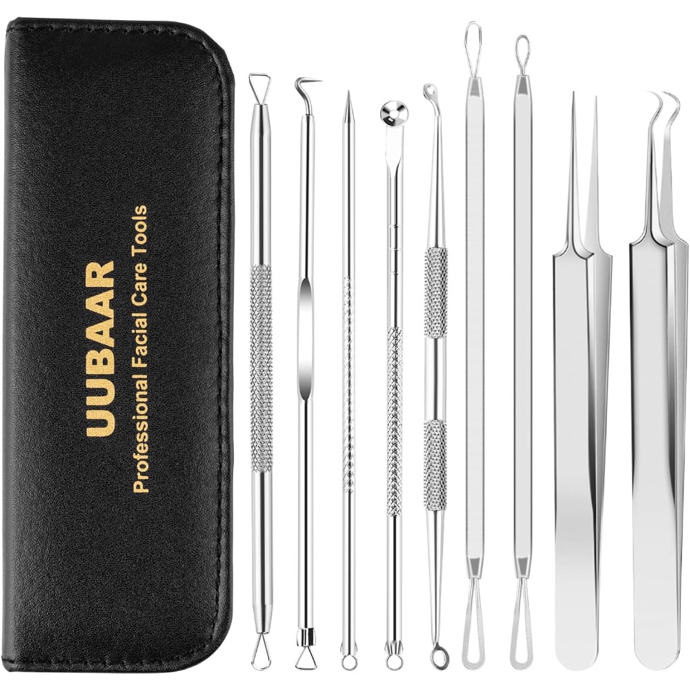 Leather Tooling Kit - 전문가용 9종 블랙헤드 제거기 여드름 압출기