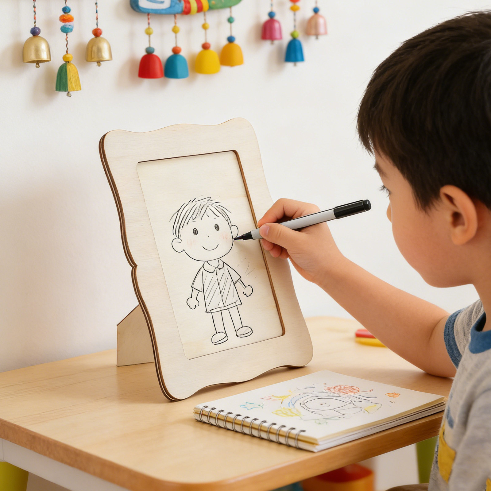 Art Craft Preschool - 4개입 페인트 가능한 나무 사진 액자,
