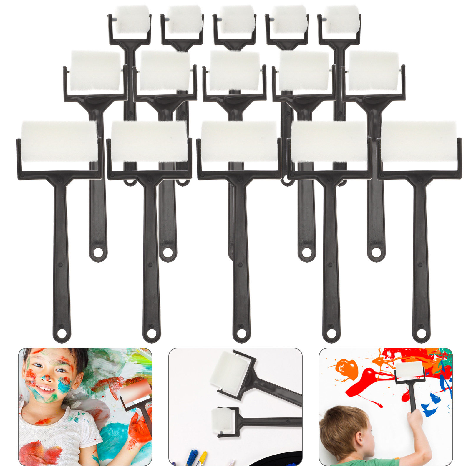 Art Craft Preschool - 15Pcs 스폰지 페인팅 브러쉬 롤 부드러운