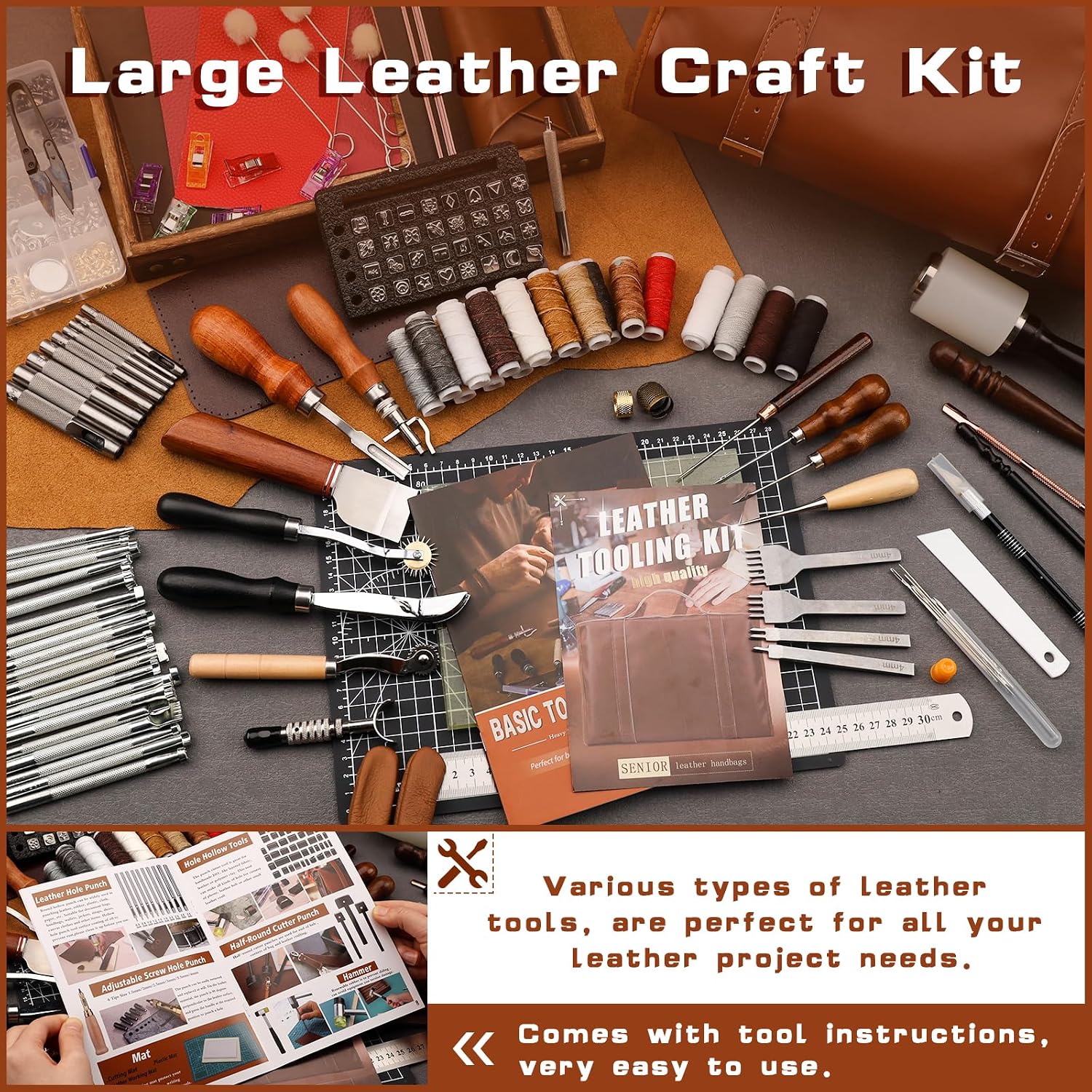 가죽 공예 도구 세트, 가죽 가공 키트, 맞춤형 핸드백 - Leather Tooling Kit 리뷰 및 가격