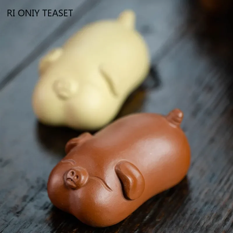 Yixing 수제 귀여운 돼지 동상 보라색 점토 차 애 - Art Craft Clay 리뷰 및 가격