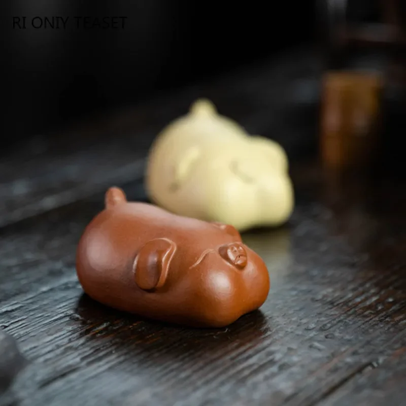 Yixing 수제 귀여운 돼지 동상 보라색 점토 차 애 - Art Craft Clay 리뷰 및 가격