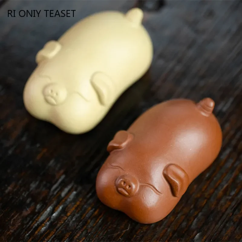 Yixing 수제 귀여운 돼지 동상 보라색 점토 차 애 - Art Craft Clay 리뷰 및 가격